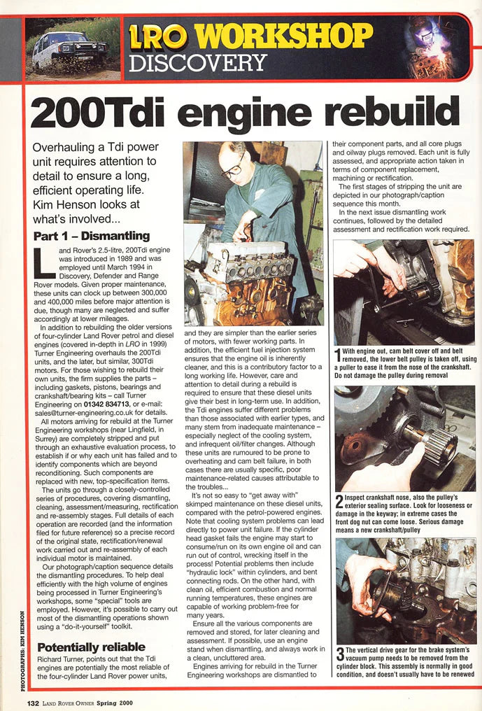 LRO Spring 2000 - August 2000 - 200TDI - Engine rebuild Part 1 - 4