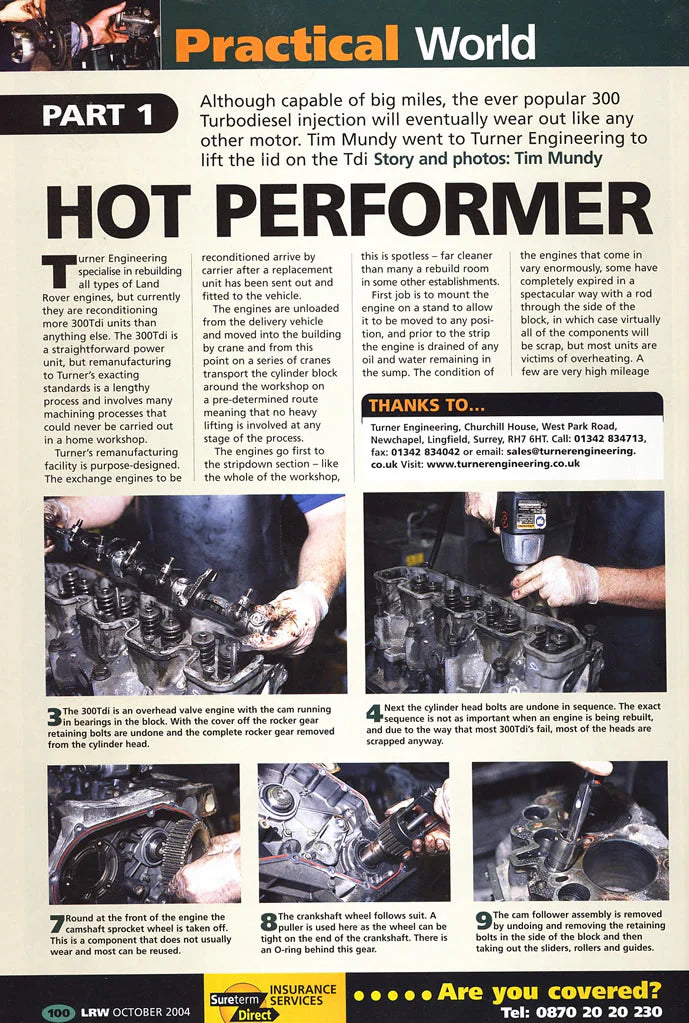 LRW October 2004 - November 2004 - 300TDI Engine rebuild Part 1 -2 -3
