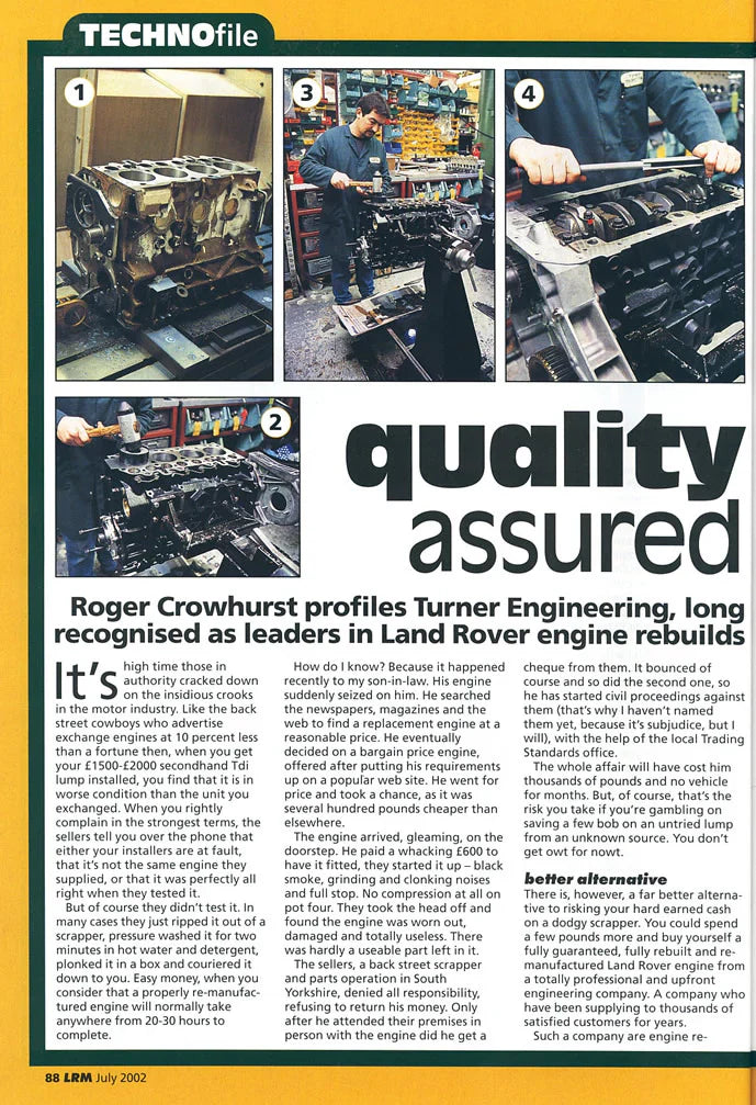 LRM July 2002 - Quality assured Land Rover engine rebuilds