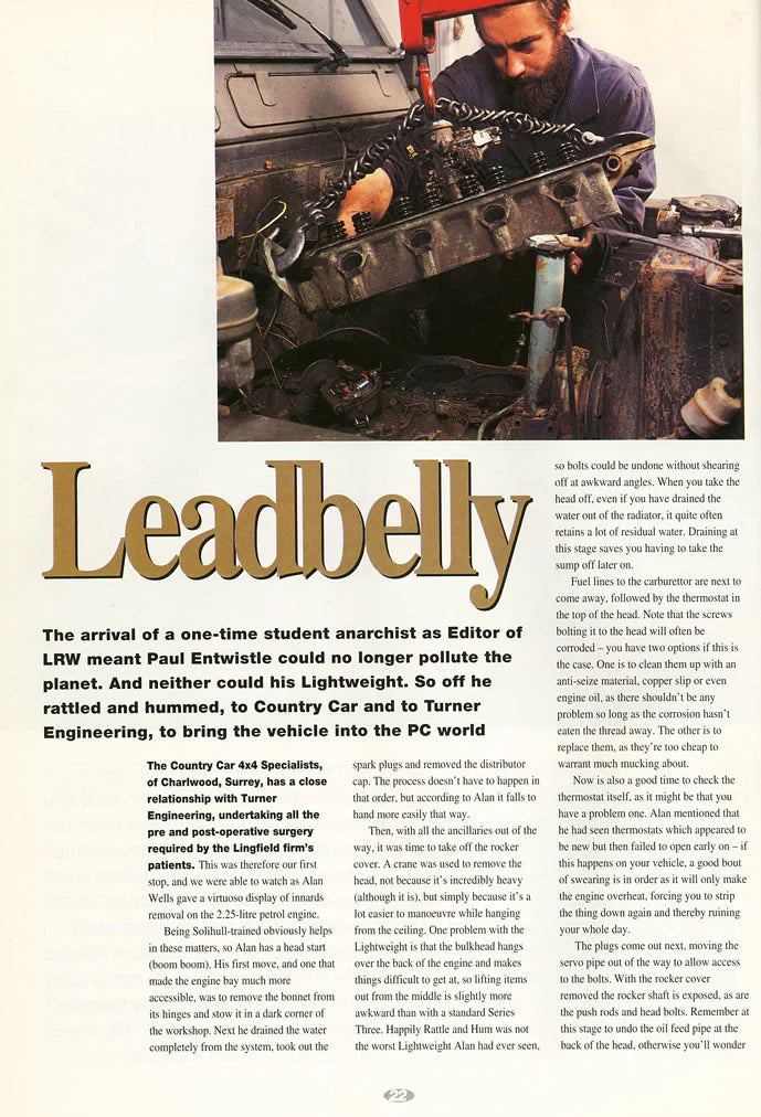 LRW January 1995 - Leadbelly - fitting an unleaded cylinder head