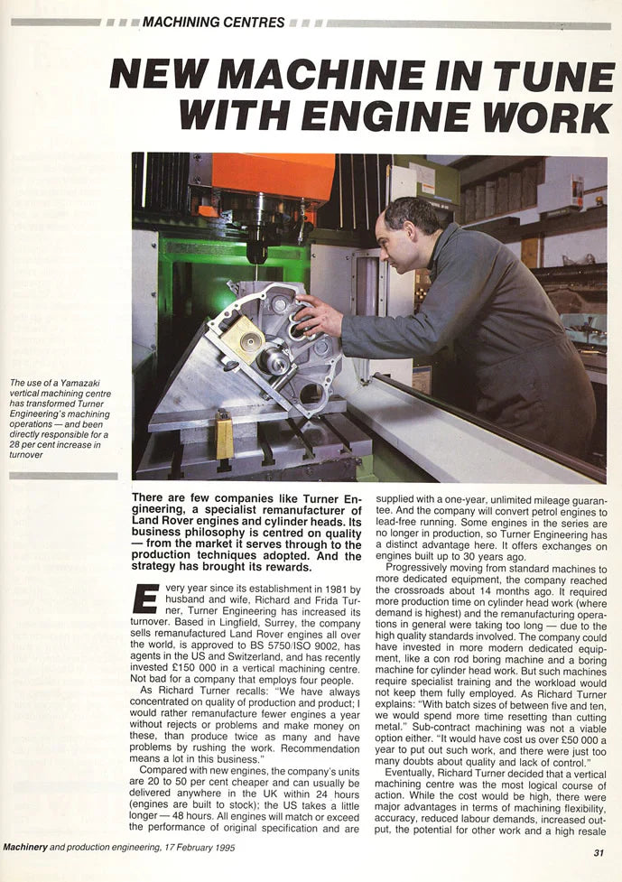Machinery & Production Engineering - 17 February 1995 - New machine in tune with engine work